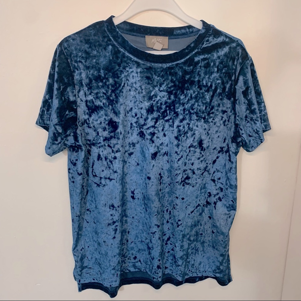 Motto blue velvet t shirt